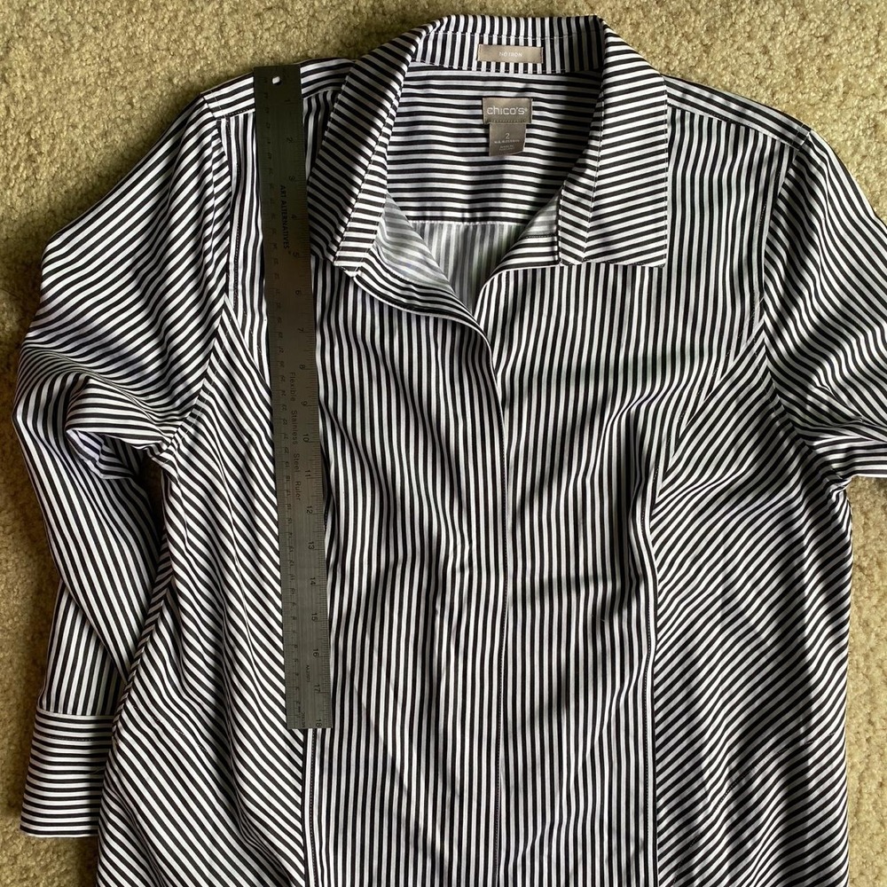 Chico's white and black striped cotton button-up shirt US Size 12/14 - Picture 7 of 8